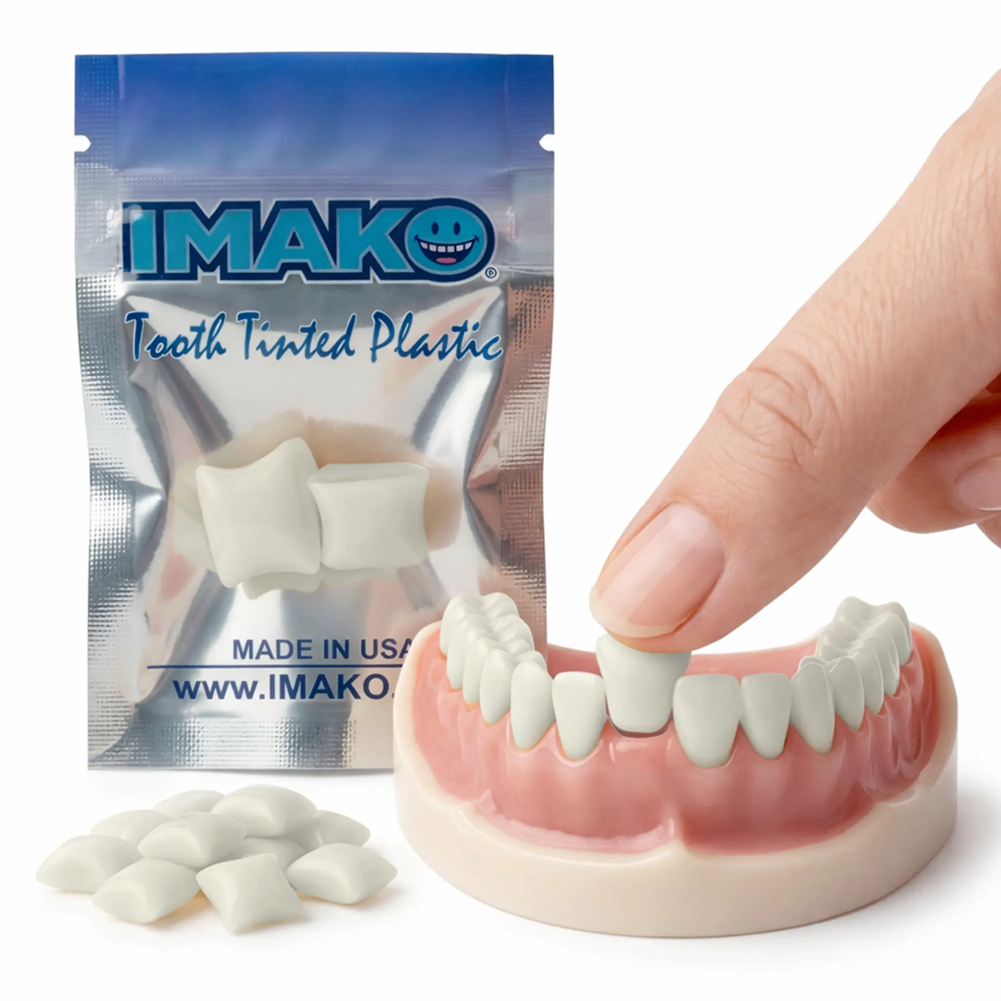 Imako Tooth Tinted Plastic - Moldable Temporary Tooth - Shape It Yourself in Minutes - Made in USA