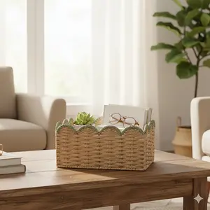 Hand-woven storage basket set-large, medium, small, open design, durable paper material, very suitable for finishing toys, clothes, books, storage baskets