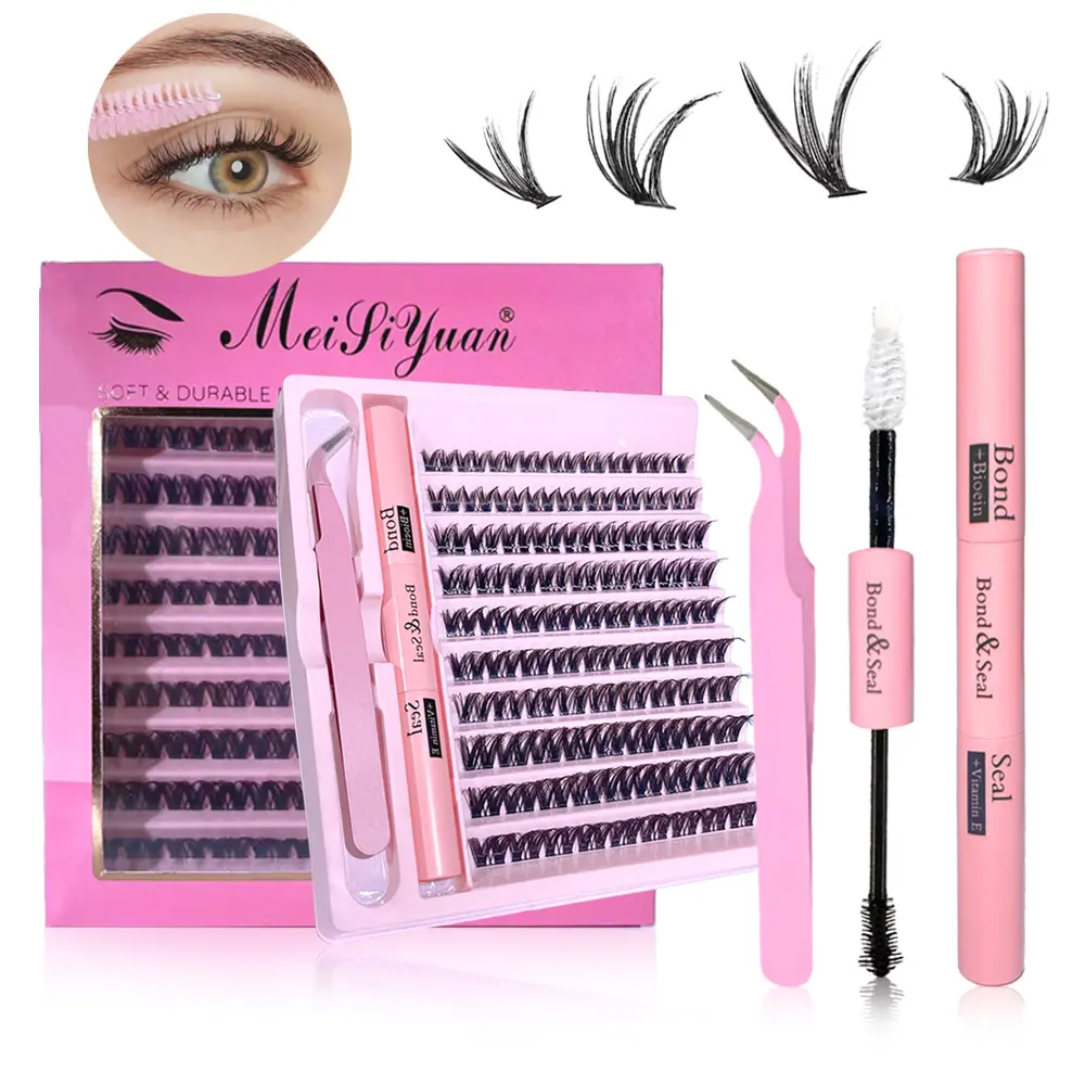 30D 180 Clusters DIY Lash Extension Kit, Invisible Band, Soft & Natural, Waterproof, Easy for Self Application at Home to Create Voluminous Lashes. Comes with lash bond & seal glue and lash tweezers