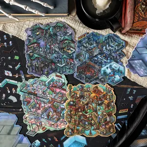 12pcs 3D Stereoscopic Miniature Scene Stickers, Slight Horror Theme Decorative Wall Decals, Perfect for Home & Office Decoration, Wall Art Stickers