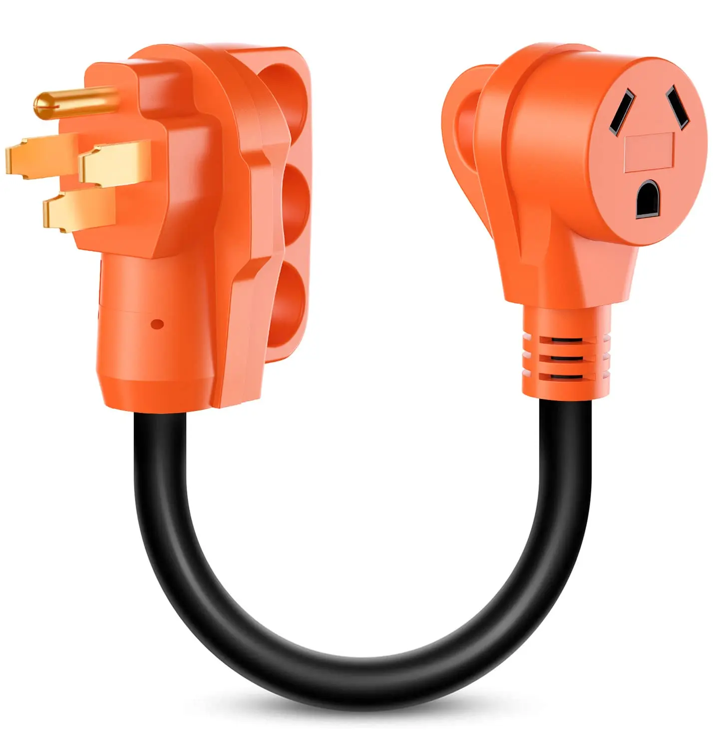 Nilight 18-Inch Heavy-Duty Pure Copper Dogbone RV Plug Connector - 50A Male to 30A Female, Handle Grip, 125V/3750W Outdoor Safe Universal Power Plugs Extension Adapter Plug-In Adapter, 50 Amp (Nema 14-50P) Male To 30 Amp (Nema Tt-30R) Female