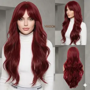 26-Inch Burgundy (Loose Curly Wigs)【Heat Resistant】【Middle Part】