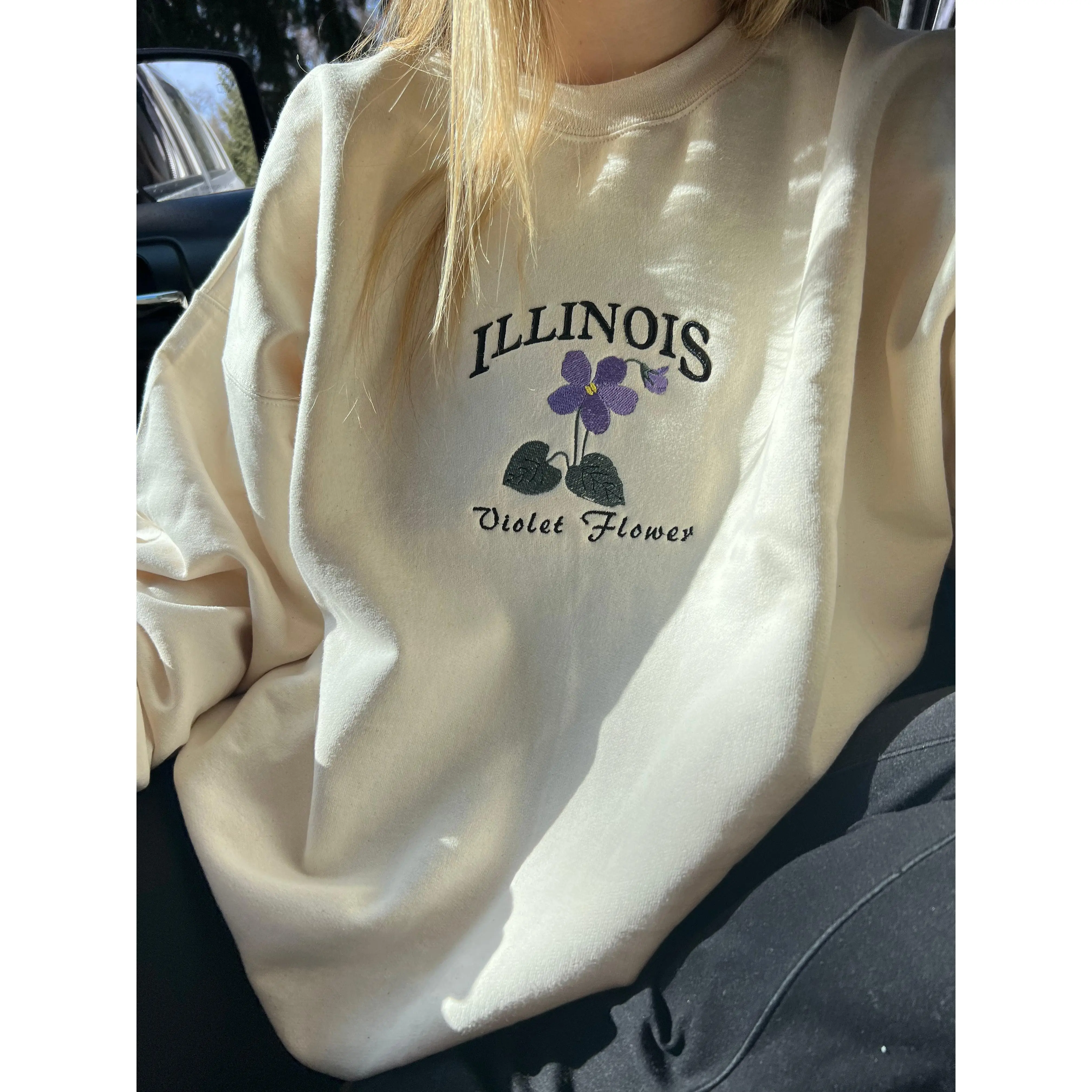 Illinois State Flower Embroidered Crewneck