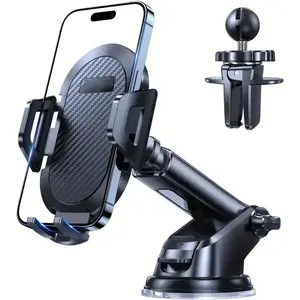 1 Counts [Universal Hands-Free Phone Holder] Miracase Universal Phone Holder For Car, Reliable Suction Hands-Free Car Phone Holder Mount, Automobile Cell Phone Holder Car For Dashboard Vent Fit For All Smartphones, Rotating Dashboard Clip, Car Phone Stand