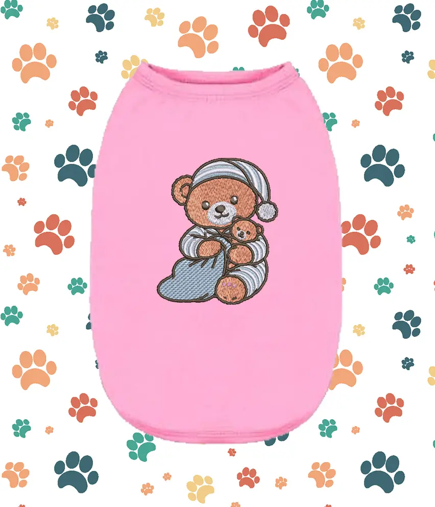 Embroidered Teddy Bear Dog Shirt - Cute Puppy Apparel, Small Pet Clothing for Small Dogs