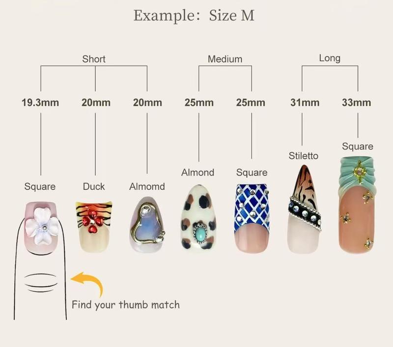 jojo:20sets handmade press-on nails selectable size and length random style