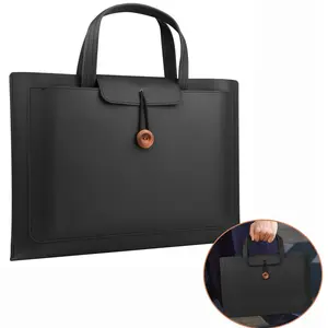 Lightweight Business Laptop Bag Water-proof PU Leather Briefcase for Men and Women Portable Ergonomic Laptop Tote Bag with Front Pockets Streamlined Organization Tablet Carrying Tote with Organized Pockets for Travel and Work