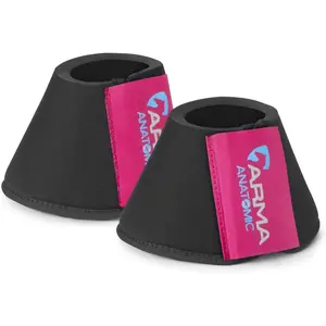 Shires Arma Neoprene Bell Boots - Anti-Spin Double Lock Shock Absorbing Horse Overreach Boots Black Cherry / Cob