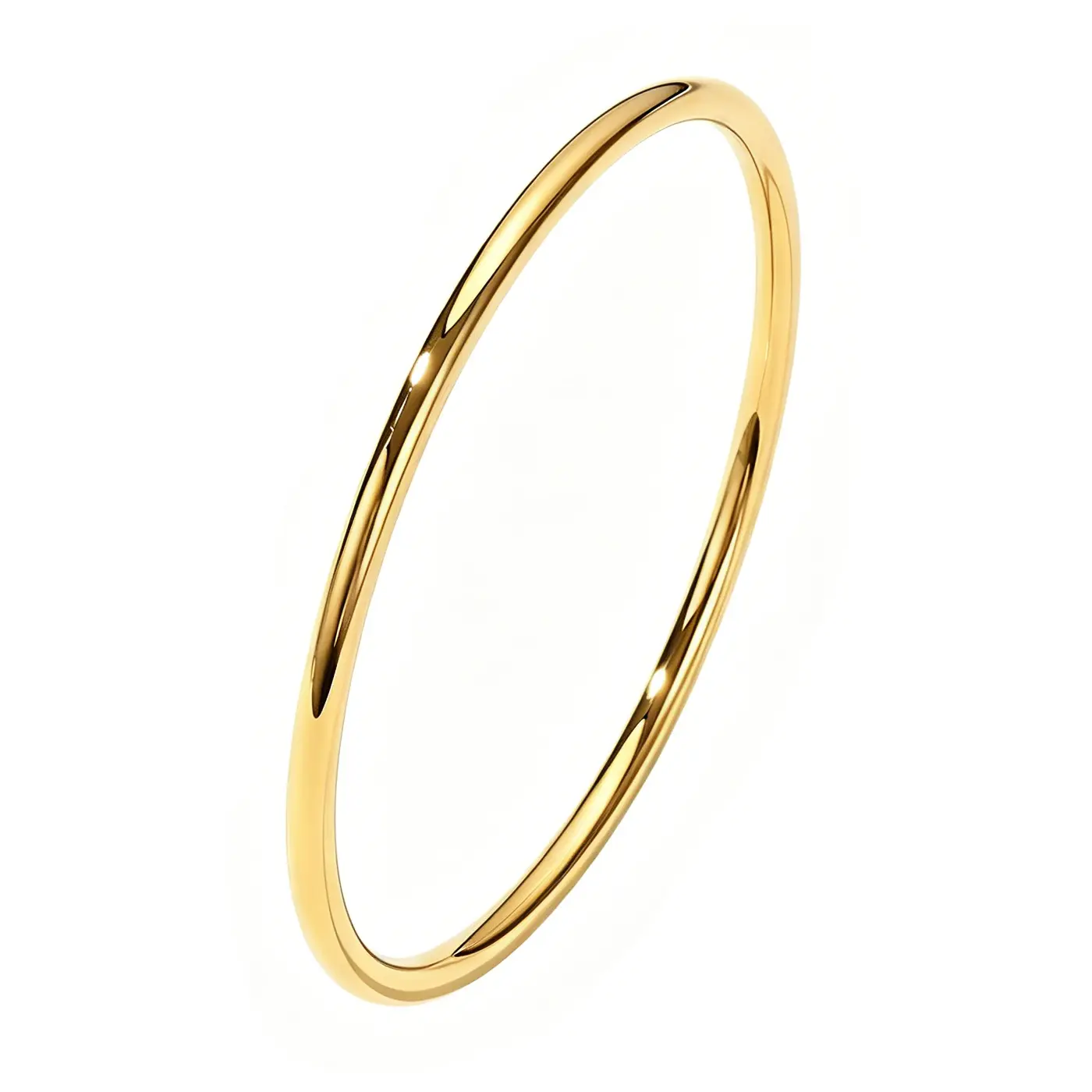 Women’s 18K Gold Plated Bracelet High Polished Stainless Steel Smooth Bracelet Bangle Classic Jewelry Gift