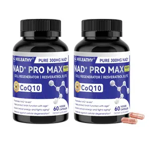【Limited BOGO | 2 Bottles Value Pack】HIILEATHY NAD+ PRO MAX Premium NAD+ Supplement for Brain Health & Cellular Renewal | Resveratrol + CoQ10 Anti-Aging & Energy Support | Made in USA