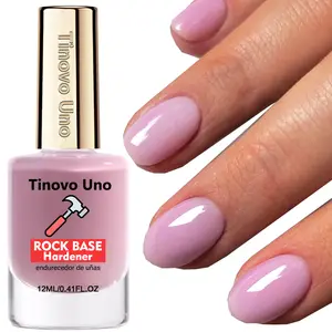 Tinovo Uno New Arrival Rock Base Cherry Pink Nail Strengthener Gel Base Coat, Natural Fast-Drying, Smooth & Shiny Finish, Long-Lasting Protection for Thin & Soft Nails Hardener, Natural Ingredients, Nail Growth Care, Nail Care Solution, Nail Polish