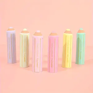 Colorful Pencil Shape Erasers in Random Colors, Creative Macaron Style Round Erasers, Clean Erasure Without Residue for School Supplies