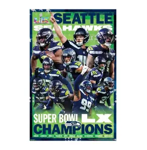 Seahawks Super Bowl Champions Poster Canvas Football Wall Art Print for Living Room Bedroom Decor