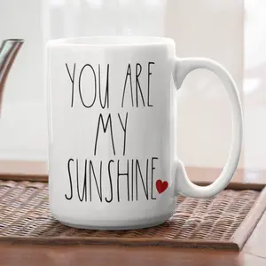 Rae Dunn You Are My Sunshine Valentines Day Coffee Mugs Love Quotes Gift 11oz 15oz Ceramic Mug With Handle BPA Free Microwave Dishwasher Safe