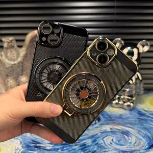 Decompression Gyro Phone Case for iPhone 17 Pro Max/16 Pro Max, New iPhone 14 Premium Style, Electroplated Mesh Heat Dissipation Case, Ultra-thin Drop-proof Case, Simple and Popular Design, Unisex Case