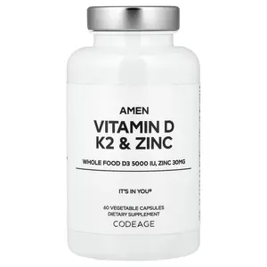 Codeage Amen, Vitamin D, K2 & Zinc, 60 Vegetable Capsules