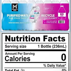 Member's Mark Purified Water 80 Bottles 8.4 fl oz Each 0 Calories per Serving Enhanced for Taste