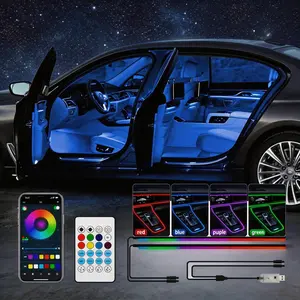 Ceesooi Smart 2 in 1 Car LED Interior Lights, USB Powered RGB Ambient Lighting Strip Kit with App Control, Music Sync, DIY Mode 110cm+110cm, Multi Color Car Decor Accessories for Cars Trucks, Gift for Men Women
