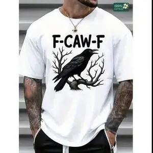 F-Caw-F White Crow White Bird Retro Sunset Vintage Graphic T-Shirt – Funny F-Caw-F Tee for Men & Women