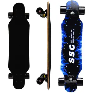 Mini Cruiser Longboard 31 Inch Small Size Wide Wheel Skateboard for Beginners Stable Easy-to-Control with Unique Blue Flame Pattern Ideal for Park & Street Riding 7 Layers Maple Wood Deck 5 Inch Trucks 95A PU Wheels ABEC-7 Bearings