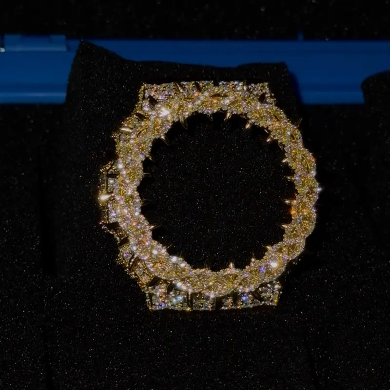 Fully Iced Gold Bezel for GA-2100 – VVS1 Moissanite | 925 Silver Custom Mod