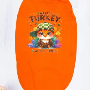 The Coolest Turkey on the Table Dog Shirts -  Thanksgiving Outfit with Adorable Turkey Design