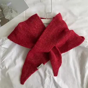 British Original Niche Brand Containing Wool Knitted Triangle Scarf Women's Headscarf  Multi-functional Warm Knitted Scarf