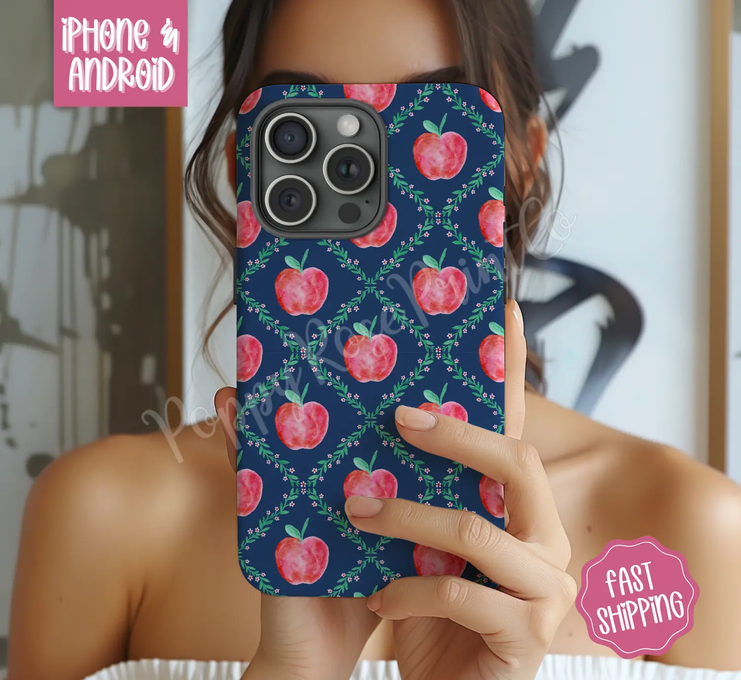 Navy Apple Phone Case Mag Safe Compatible Magnetic Tough Cases