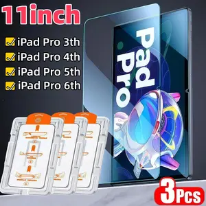 3-Pack HD Tempered Glass Screen Protector for iPad Pro 11-Inch, 9h Hardness, Easy Install, Anti-Scratch, No Dust, No Bubbles