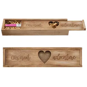 Barydat Pregnancy Test Gifts Box Keepsake Box Pregnancy Announcement for Husband Wooden Baby Reveal Announcements Surprise Ideas Test Holder Baby Souvenir for Dad Grandma Grandparents(Brown)