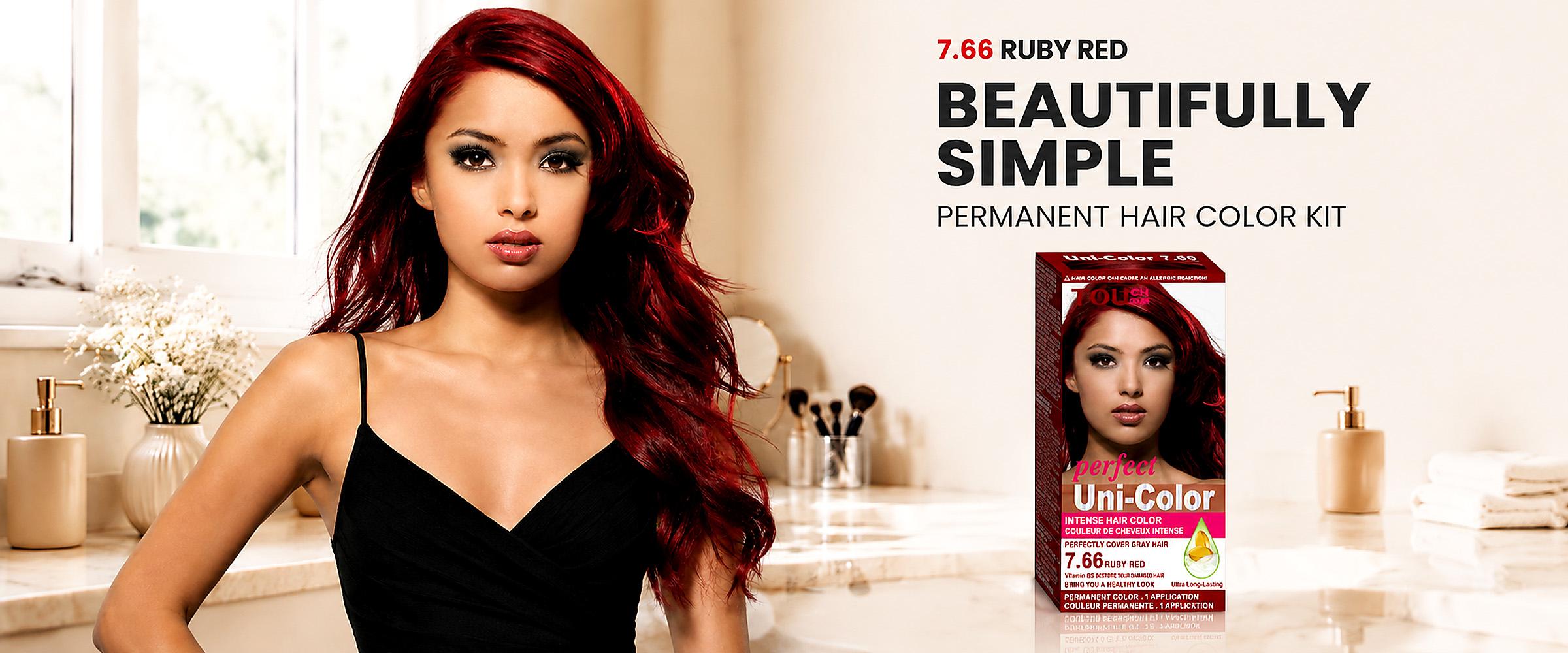 SOFTSUB Ruby Red Permanent Hair Color Cream Kit with Developer, Vibrant Red Hair Dye with Vitamin B5, Cream Formula, 120ml At-Home Hair Coloring Kit for Women,hair transformation
