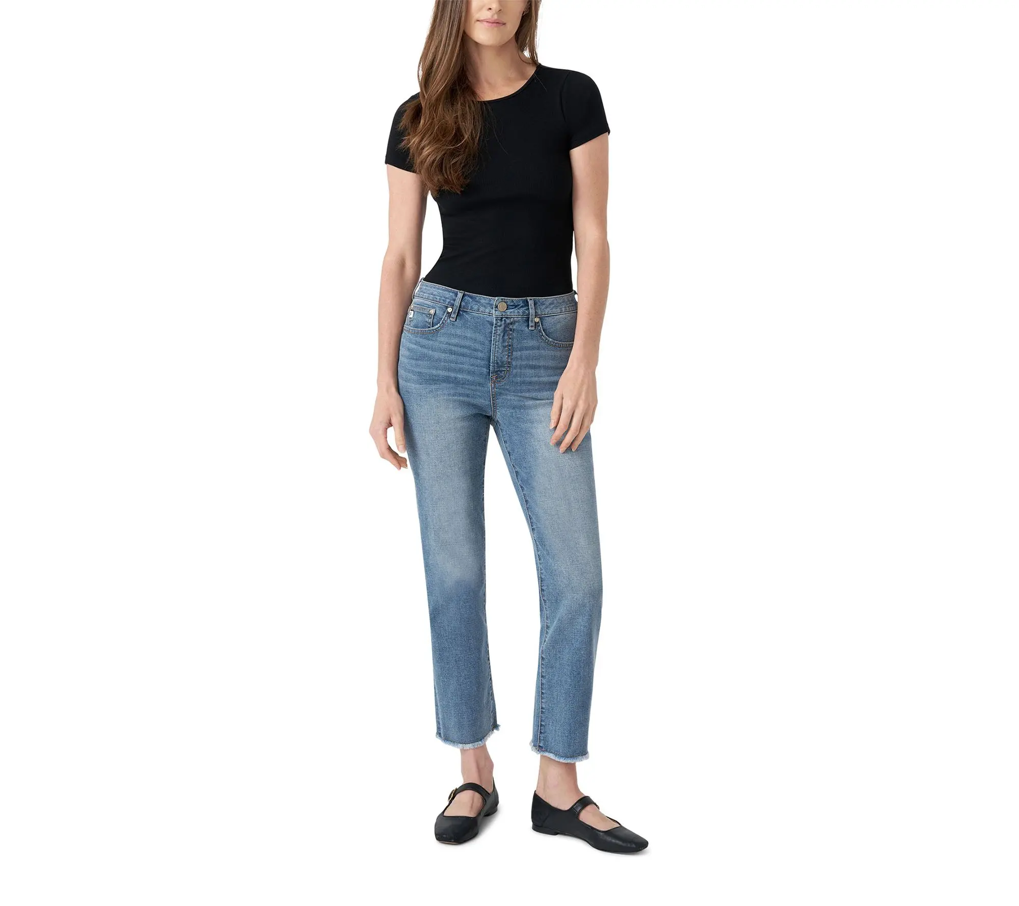 Seven7 Stretch Denim Vintage Straight Leg Jean With Fray Hem