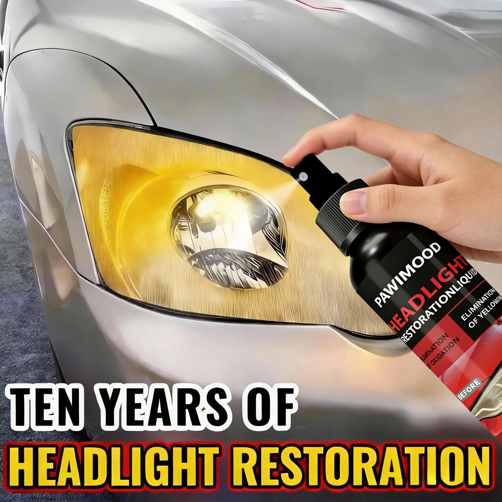Headlamp Repair Kit-advanced Repair Solution, Clear and Bright Headlights, Prevent Yellowing and Oxidation, Long-lasting Protective Coating Spray