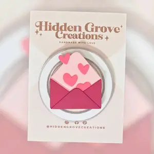Valentines Day Love Letter Phone Grip Holder with Expanding Design | Magnetic Stand | Secure Hold for iPhone MagSafe Cases | Adhesive Option | Kindle Accessory | Cellphone Durable Smartphone Mount