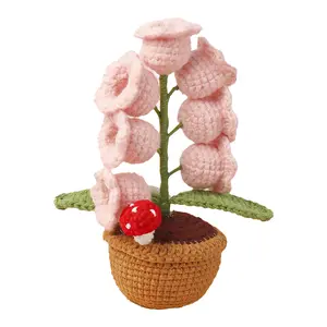 Lily of The Valley Lamp, Crochet Artificial Flowers with Night Lights, Cordless Table Lamp - Women Gift Ideas for Christmas Valentine Mother's Day, Desk Home Decorations