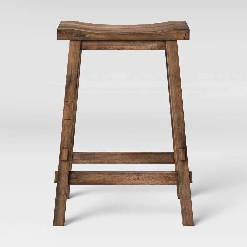 Threshold Backless Saddle Counter Stool Bar Distressed Wood