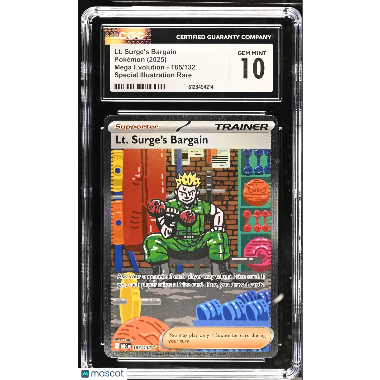 2025 Pokemon Mega Evolution Lt. Surge's Bargain #185/132 SIR CGC 10 GEM MINT