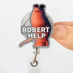 Marcus the Worm Robert Help Badge Reel, Viral Tiktok Name ID Holder Badge Reel, Trendy Nurse Name Badge, Aesthetic Hospital Clip, Badge Reel