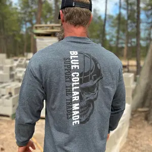 Blue Collar Long Sleeve T-shirt | Support the Trades | Blue Collar T-shirt | Tradesmen & Tradeswomen shirt