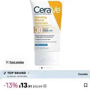 Product Review of CeraVe Sheer Tint Hydrating Mineral Sunscreen SPF 30 from L**z