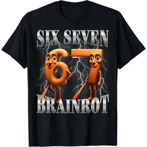 100% Cotton Funny 67 Italian Brainrot Tung Tung Sahur Six Seven Meme T-Shirt