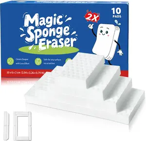 10-Pack GRS Certified Glass Cooktop Cleaner Sponge Pads - Thickened Soft Square Sponge, 2X Density Melamine Eraser, Extra Durable for Kitchen Glass, Marble, Ceramics Top Daily Cleaning