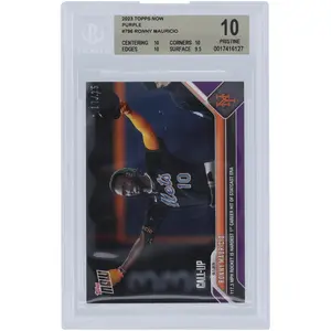 Ronny Mauricio New York Mets 2023 Topps Now Call-Up Hit Purple #796 #/25 BGS Authenticated 10 Card - 10,10,10,9.5 Subgrades - Fanatics Authentic Certified