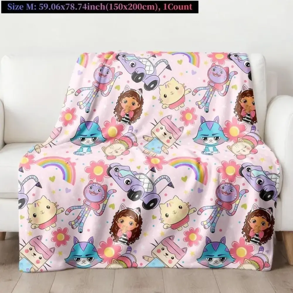 Cartoon Cute Gabbys Dollhouse Girl Soft Blankets,Keep Warm Throw Blanket Skin-friendly Blanket for Picnic Beds Sofa Home Bedroom