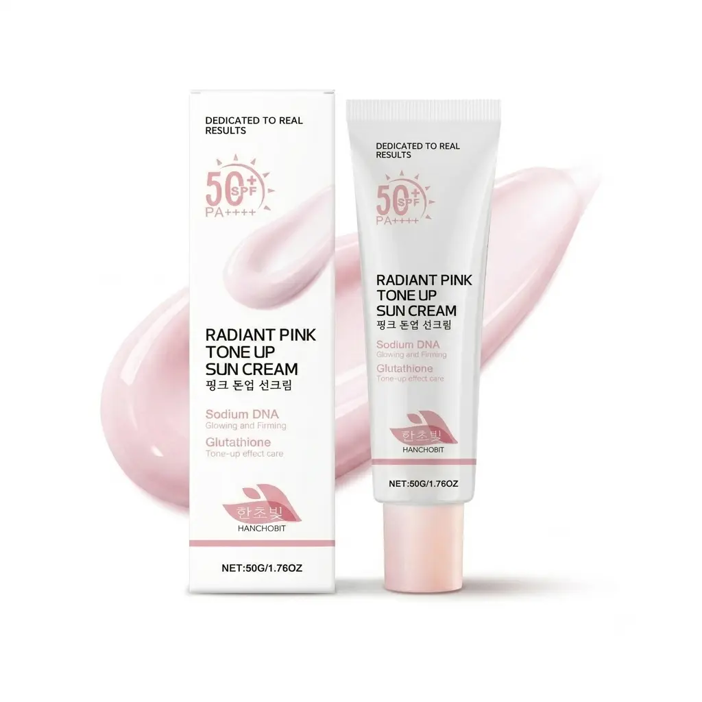 Hanchobit Tone Up Facial Sunscreen Moisturizer, SPF 50+ PA++++ Hydrating Cream with Glutathione for a Radiant Glow and Pink Complexion Finish for Adults, Brightening, Moisturizing, Spf Moisturizers, Radiant Skin