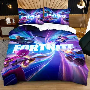 Fortnite themed duvet cover with game character patterns, perfect for decorating rooms and bedrooms for boys, girls, and gaming enthusiasts. Perfect gift, including 1 duvet cover and 1 or 2 pillowcases without a core or pillow