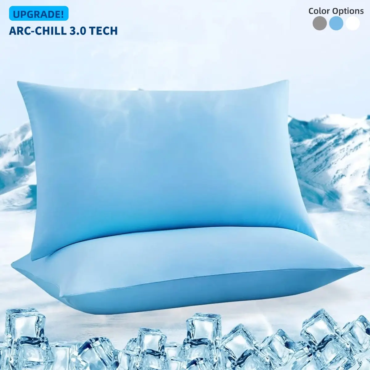 Elegear Cooling Pillowcases 2 Pcs, Arc-Chill3.0 Cool ,Breathable Silky Summer Pillow Cases, for Hair Skin care, Hot Sleeper Night Sweat Springtok