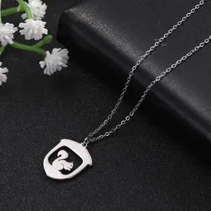 Cazador Cute Squirrel and Chestnut Hollow Pendant Necklaces Women's Necklace Choker Stainless Steel Jewelry Birthday Gifts 2026