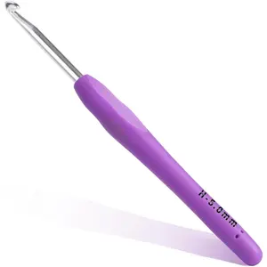 5mm Ergonomic Crochet Hook, Smooth Extra Long Knitting Needles with Soft Rubber Handle & Aluminum Tip, Ideal for Beginners and Arthritic Crochet Hooks