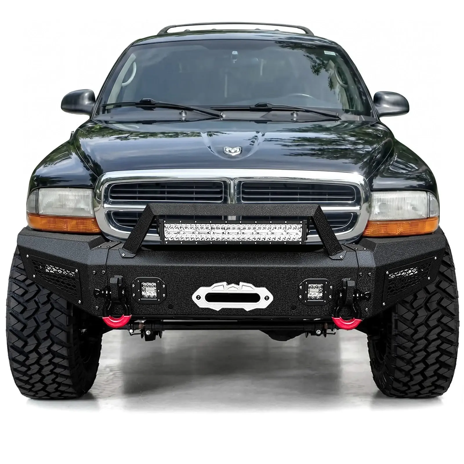 Vijay Steel Front Bumper For 1998-2003 Dodge Durango WIth Winch Plate And LED Lights